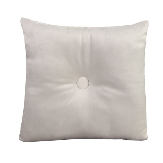 Jordan Manufacturing 18" x 18" Cream Solid Square Tufted Decorative Throw Pillow with Fabric Button