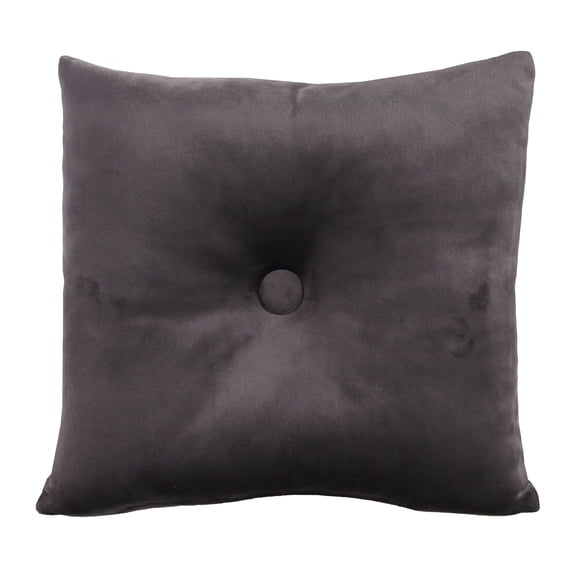 Jordan Manufacturing 18" x 18" Dark Gray Solid Square Tufted Decorative Throw Pillow with Fabric Button