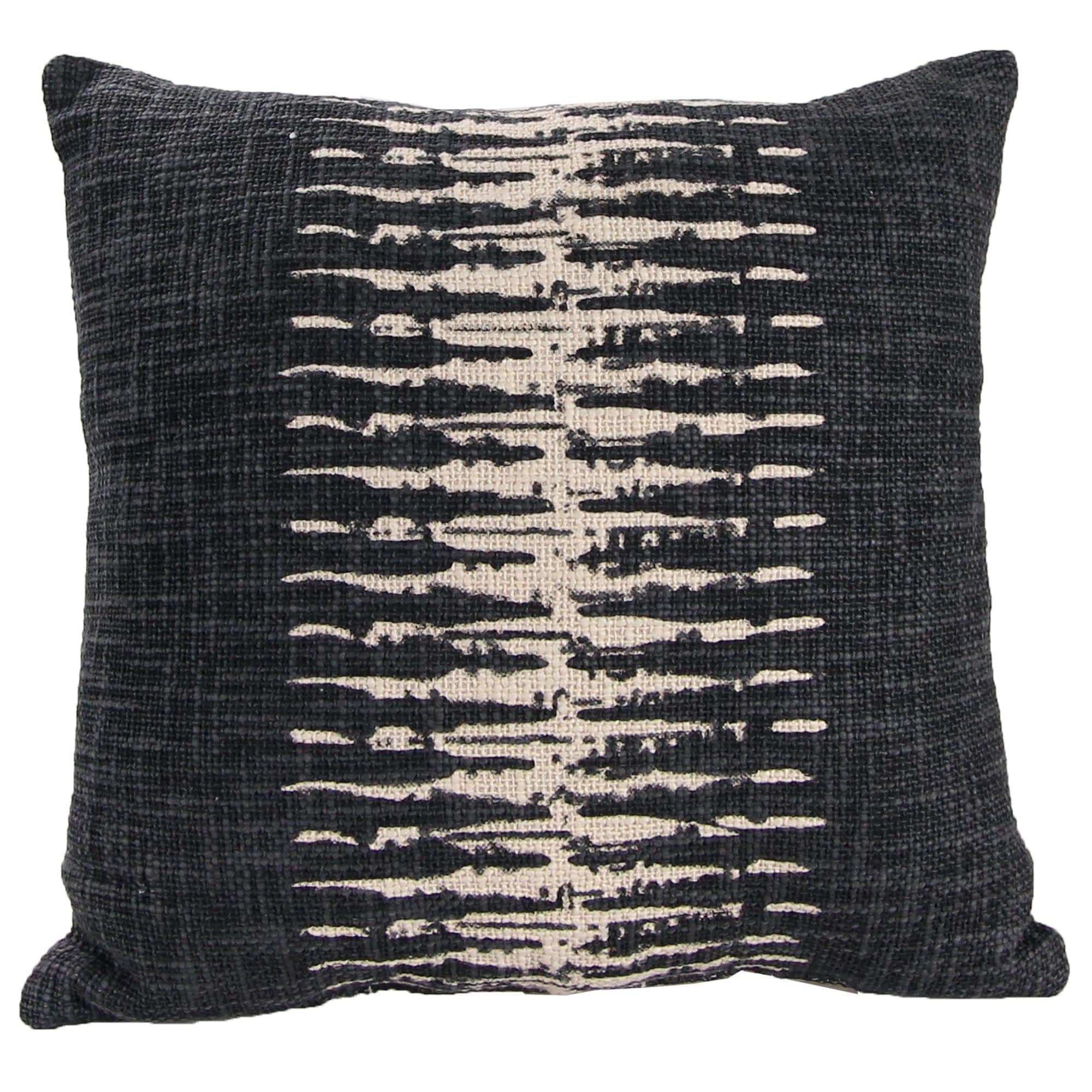 Navy and Cream Abstract Pattern Square Cotton Throw Pillow