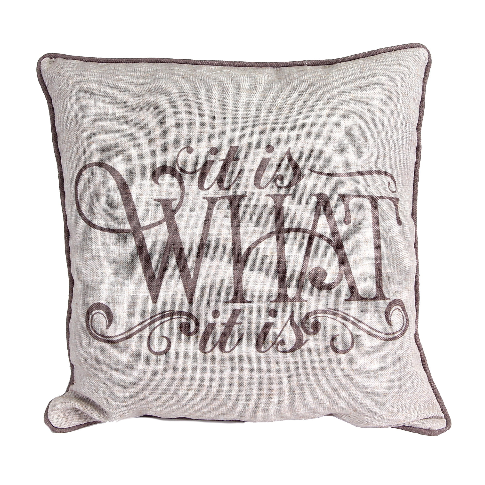 Dark Taupe Polyester-Linen Reversible Square Throw Pillow