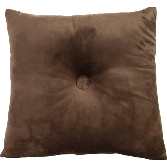 Jordan Manufacturing 18" x 18" Fairview Coffee Solid Square Tufted Decorative Throw Pillow with Fabric Button