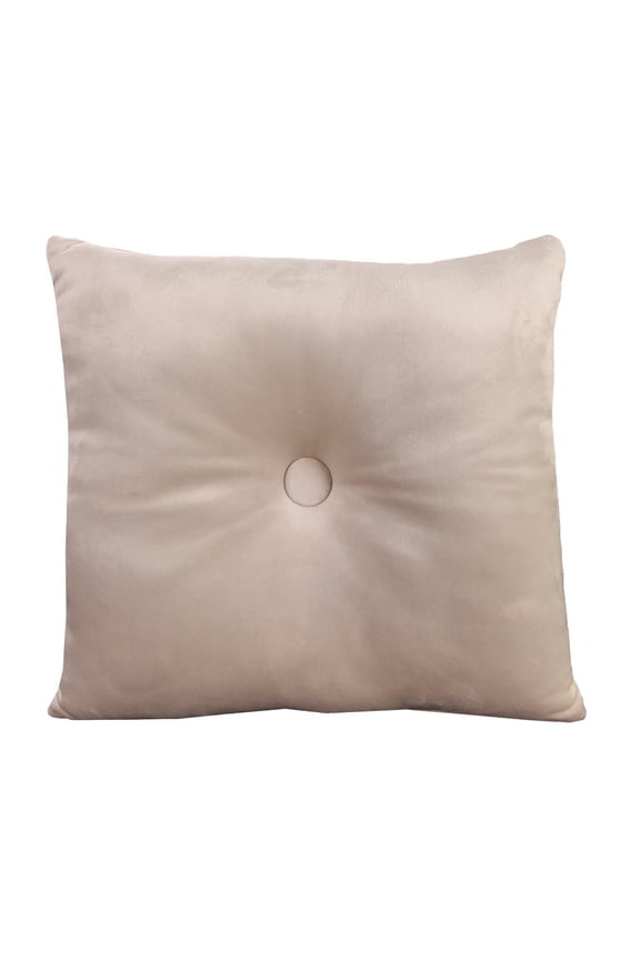 18" x 18" Fairview Ecru Solid Square Tufted Decorative Throw Pillow with Fabric Button