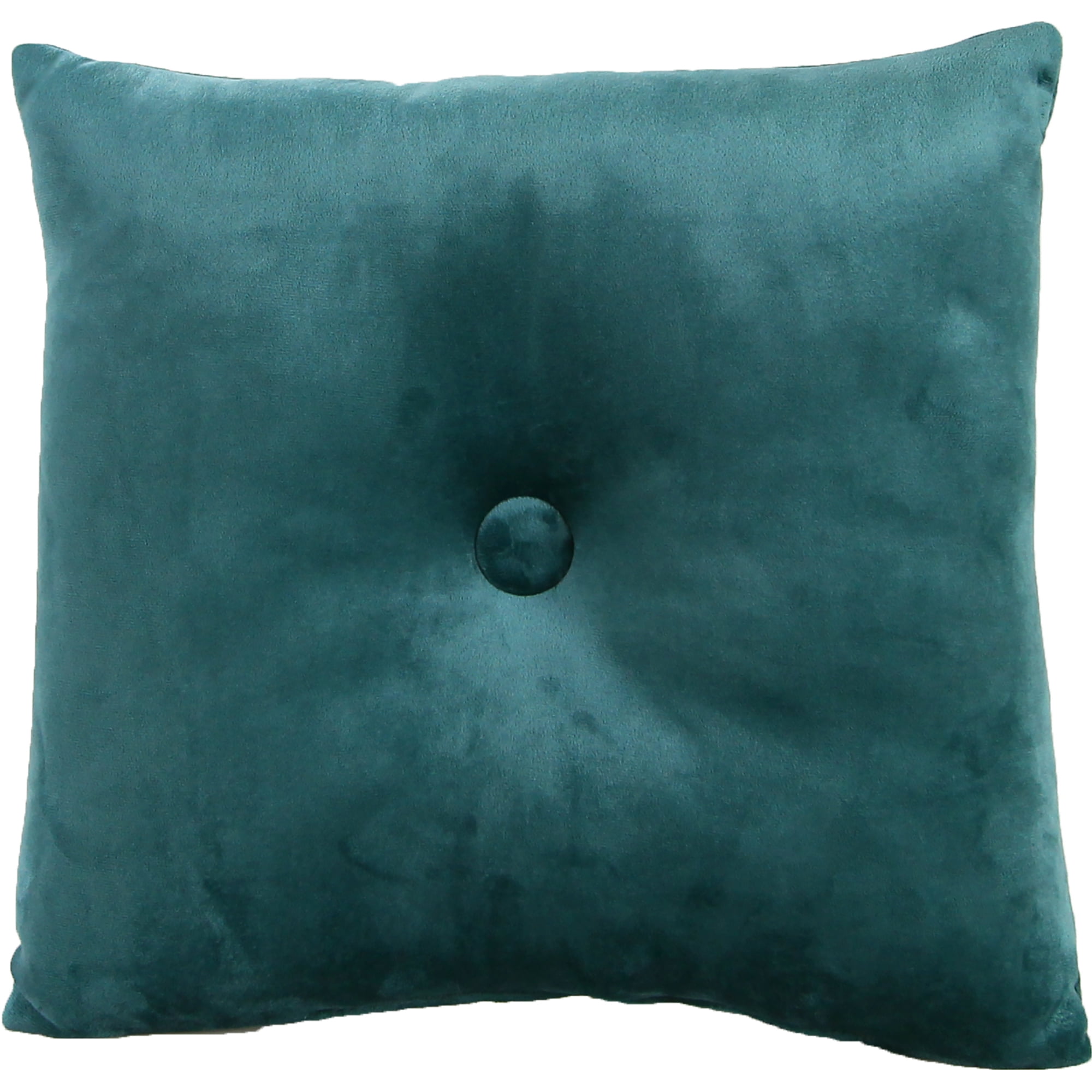 Jordan Manufacturing 18" x 18" Fairview Emerald Green Solid Square Tufted Decorative Throw Pillow with Fabric Button