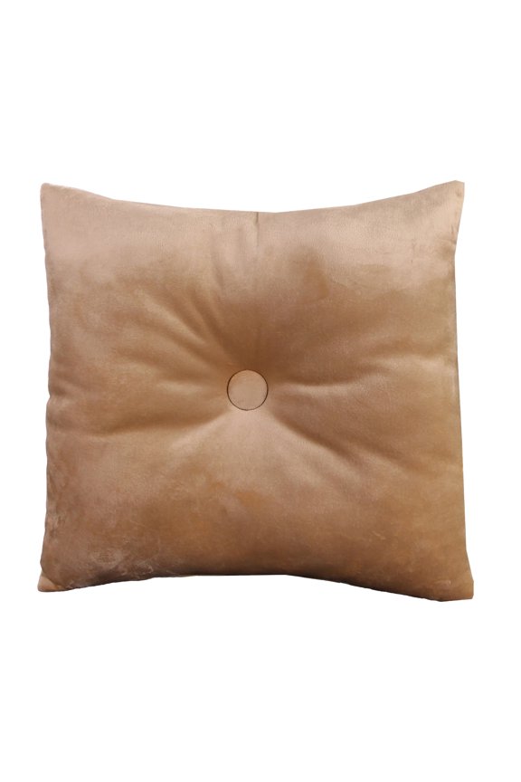 18" x 18" Fairview Tan Solid Square Tufted Decorative Throw Pillow with Fabric Button