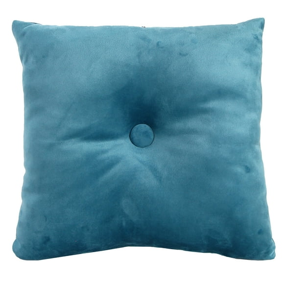Jordan Manufacturing 18" x 18" Fairview Teal Solid Square Tufted Decorative Throw Pillow with Fabric Button