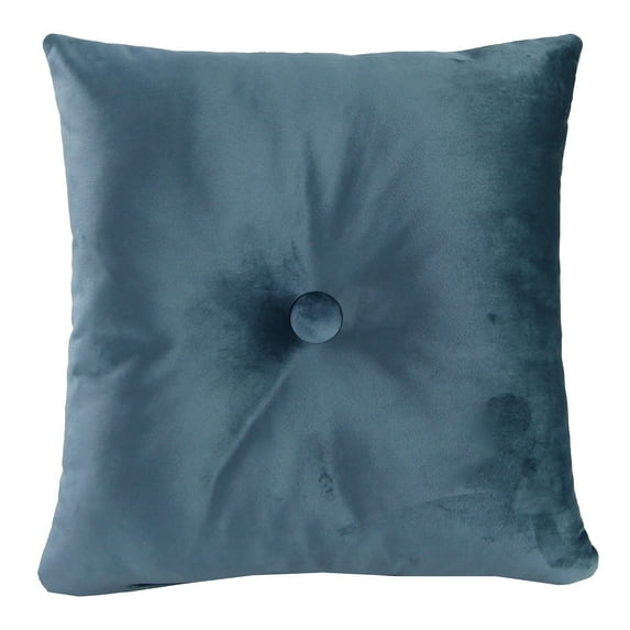 Jordan Manufacturing 18" x 18" Fairview Turkish Blue Solid Square Tufted Decorative Throw Pillow with Fabric Button
