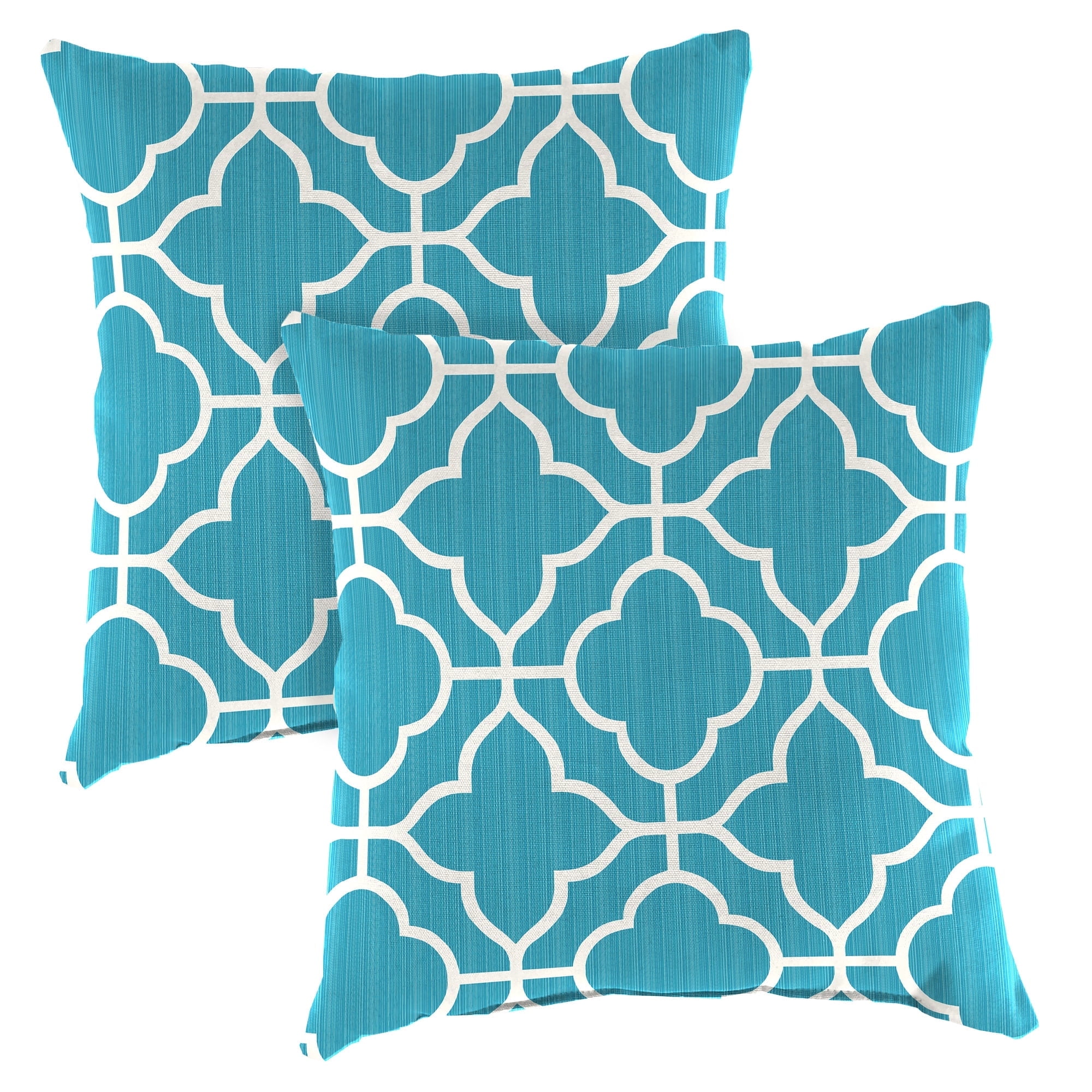 Jordan Manufacturing 18" x 18" Fandango Alaskan Blue Quatrefoil Square Outdoor Throw Pillow (2 Pack)