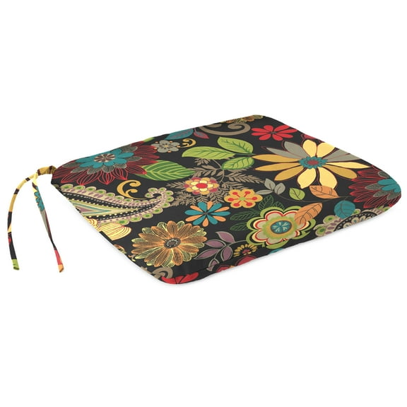 Jordan Manufacturing 18" x 18" Gaya Pizzazz Multicolor Floral Square Outdoor Chair Pad Seat Cushion with Ties