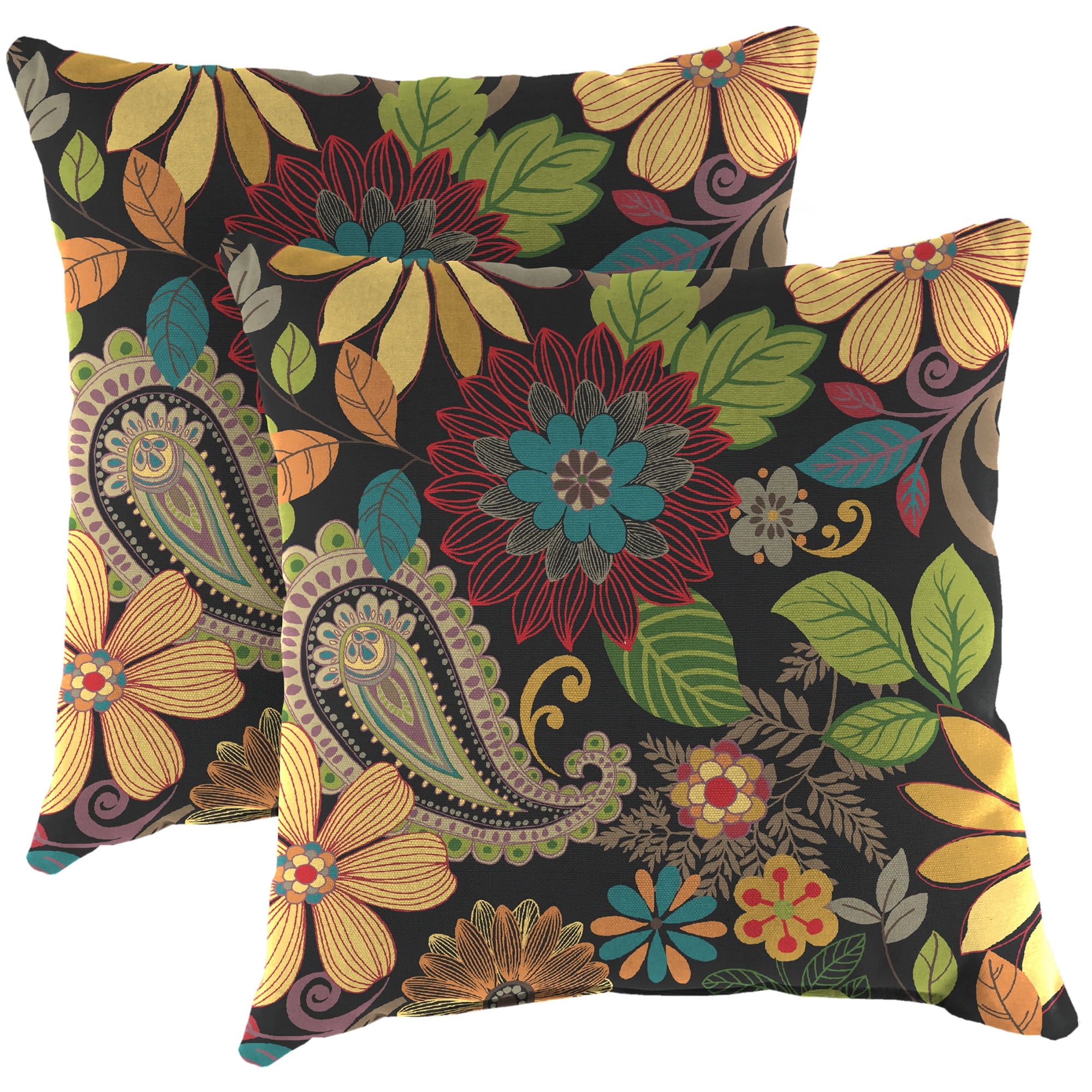 18" Multicolor Floral Outdoor Throw Pillow Set with UV Protection