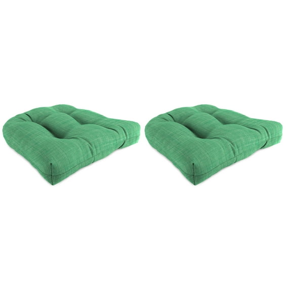 Jordan Manufacturing 18" x 18" Harlow Dill Green Crosshatch Square Tufted Contoured Outdoor Wicker Seat Cushion (2 Pack)