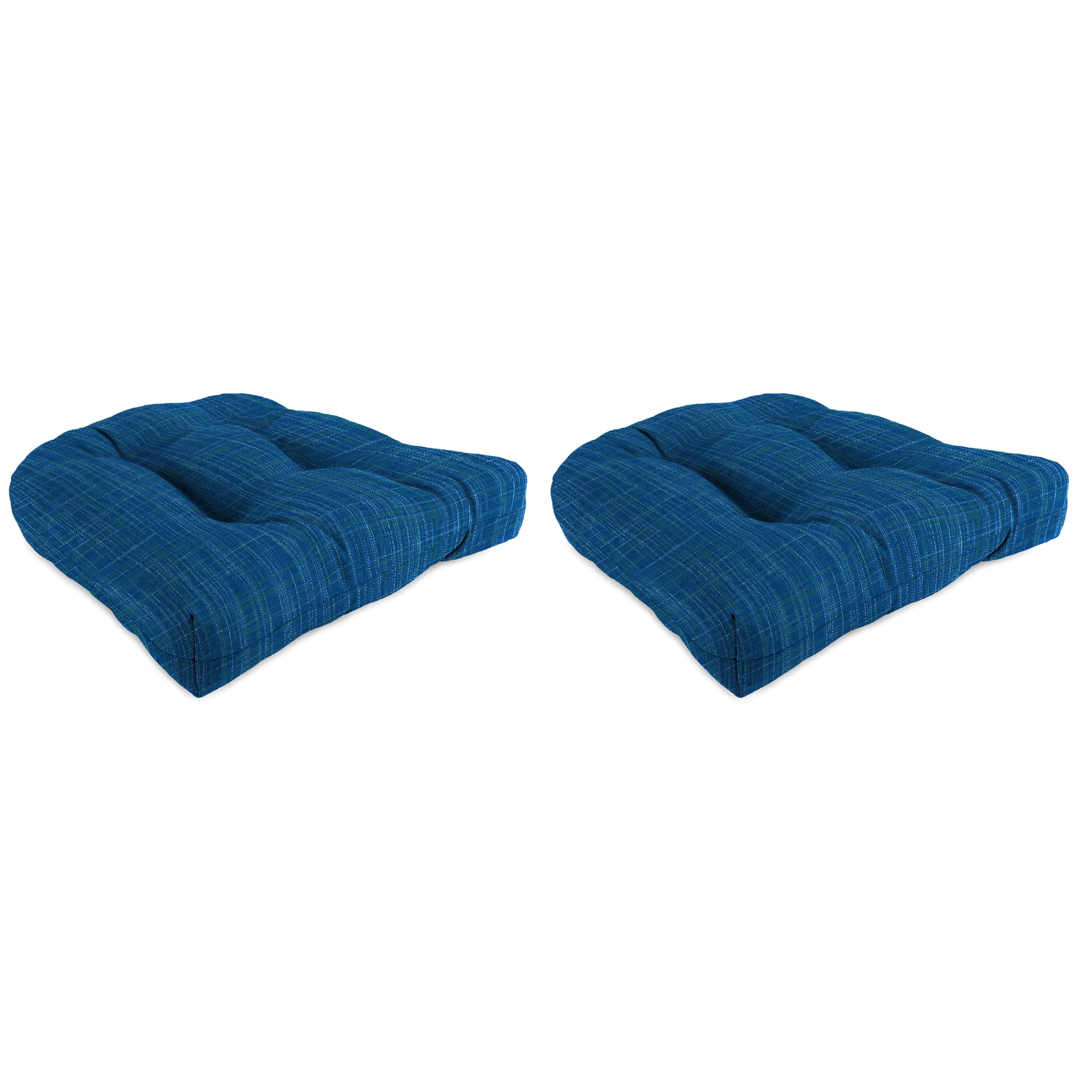 Jordan Manufacturing 18" x 18" Harlow Lapis Blue Crosshatch Square Tufted Contoured Outdoor Wicker Seat Cushion (2 Pack)