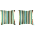 thumbnail image 1 of Jordan Manufacturing 18" x 18" Mamba Pelican Turquoise Stripe Square Outdoor Throw Pillow (2 Pack), 1 of 11