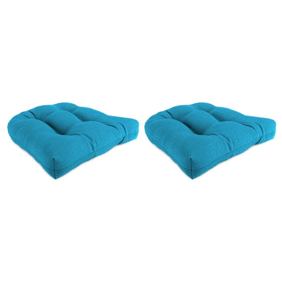 Jordan Manufacturing 18" x 18" McHusk Hawaiian Blue Solid Square Tufted Outdoor Wicker Seat Cushions (2 Pack)