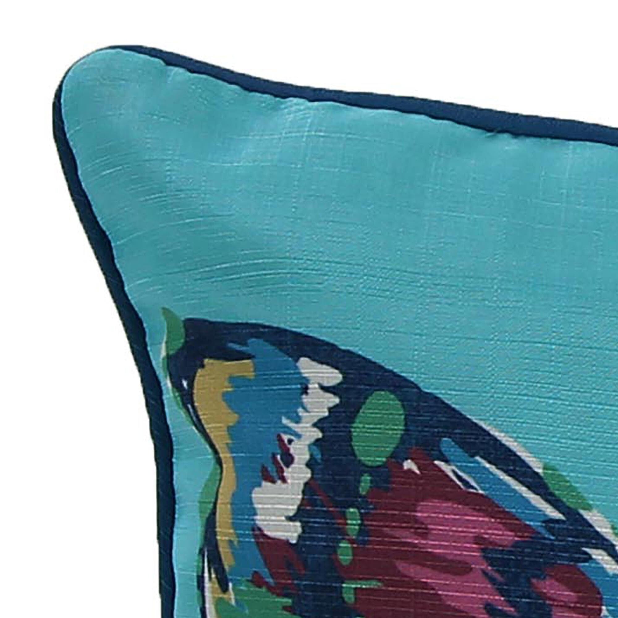 Turquoise Multicolor Butterfly Reversible Decorative Throw Pillow