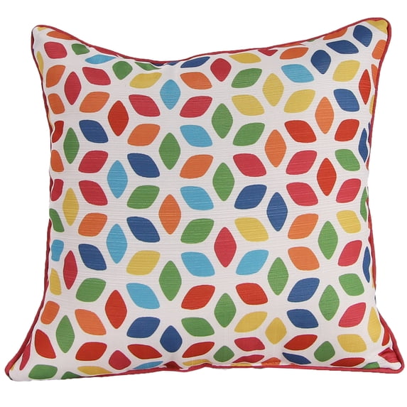 Jordan Manufacturing 18" x 18" Multicolor Confetti Floral Square Decorative Throw Pillow with Welt