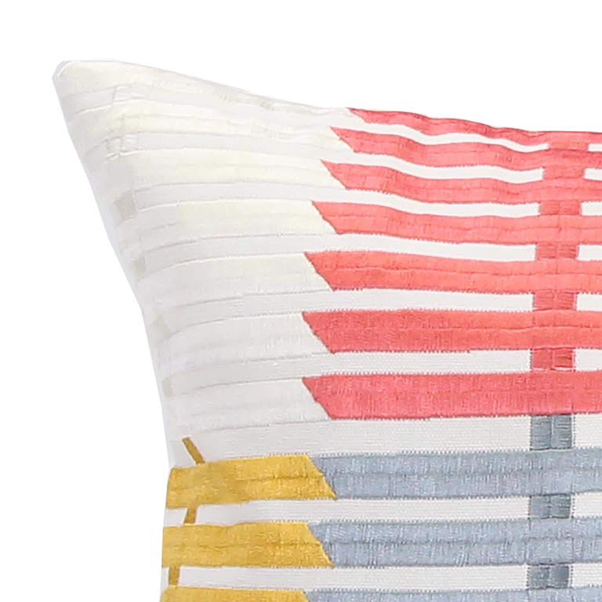Multicolor Embroidered Cotton Square Throw Pillow