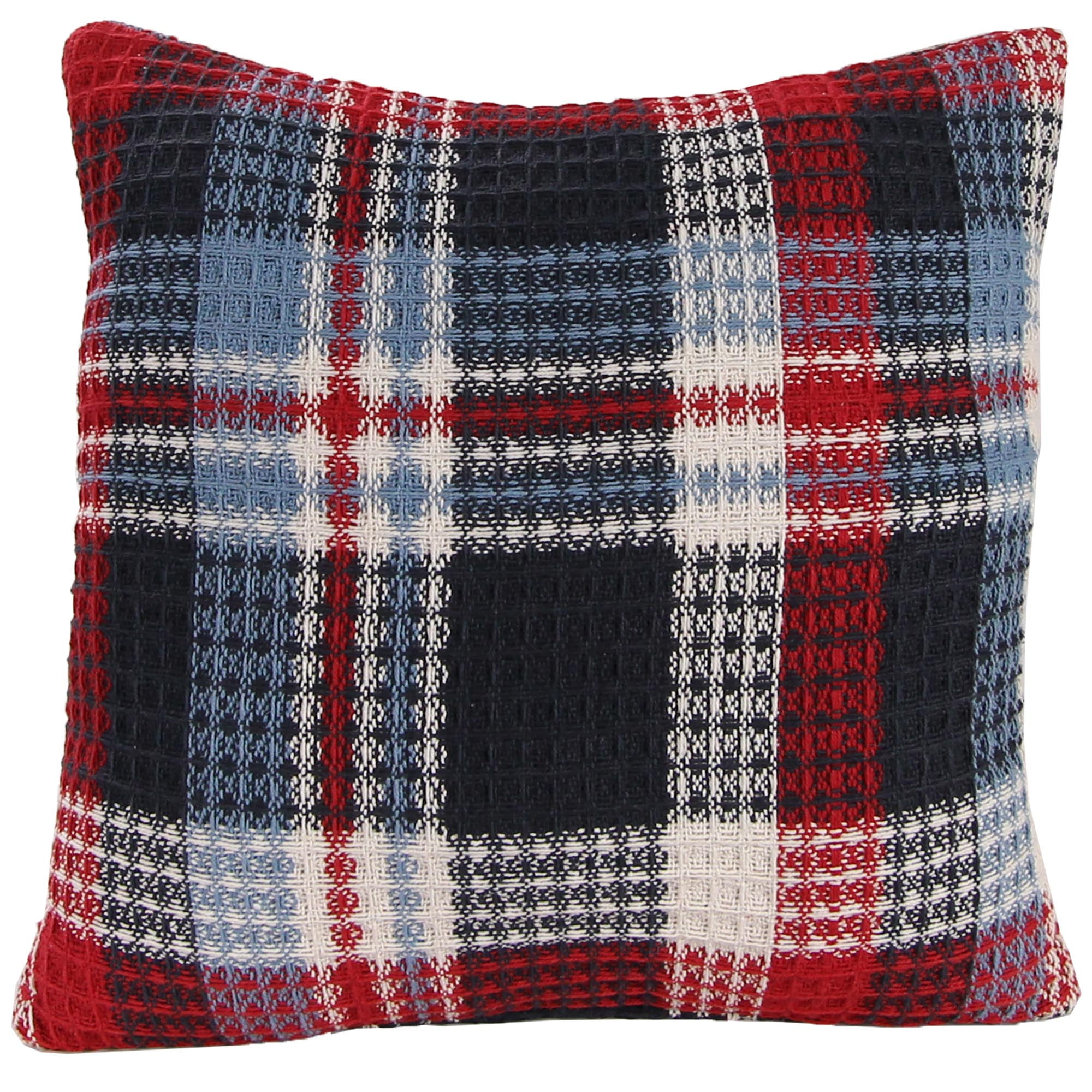 Patriotic Multicolor Plaid Square Throw Pillow