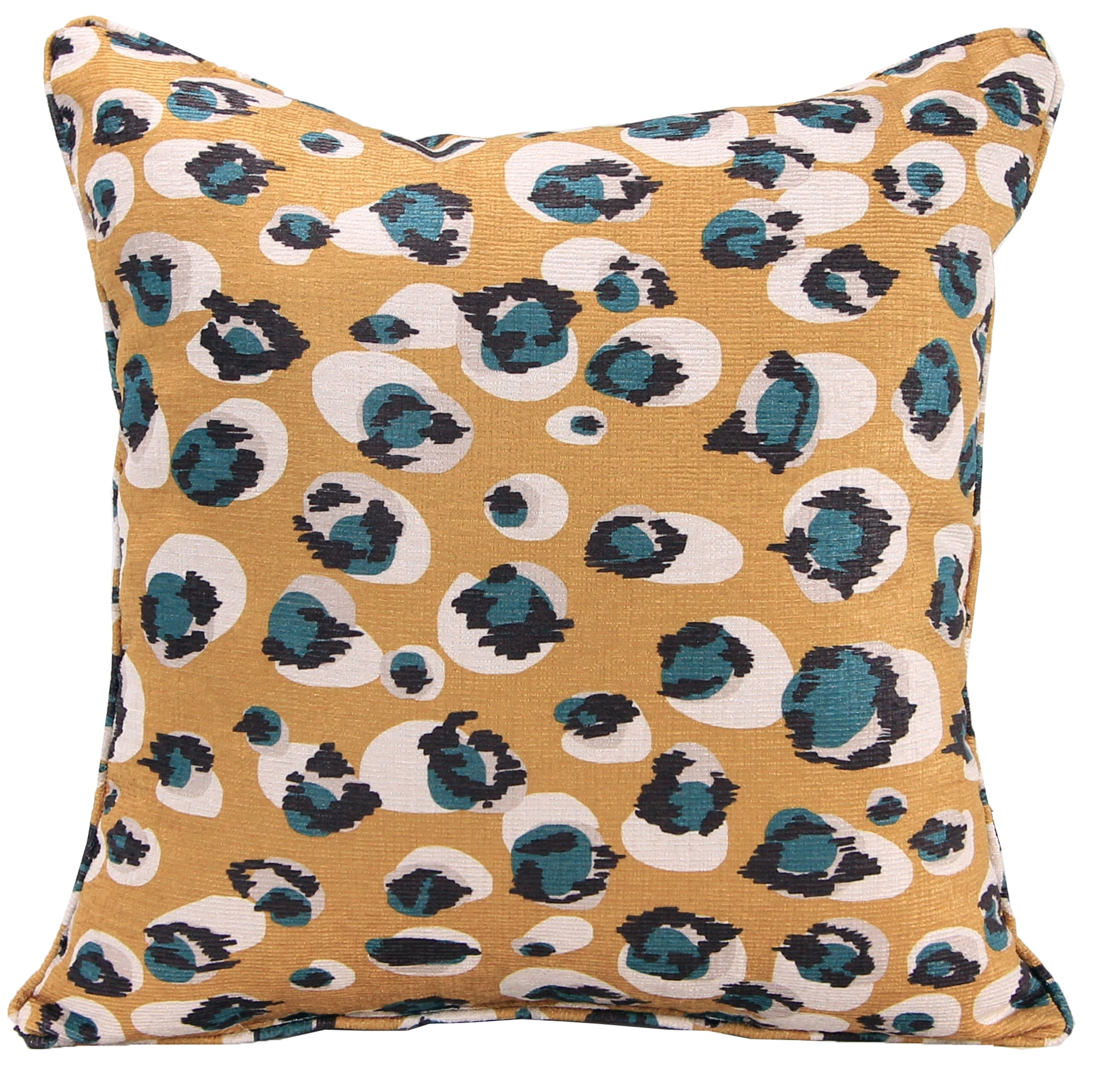 Jordan Manufacturing 18" x 18" Mustard Leopard Animal Square Decorative Throw Pillow with Welt