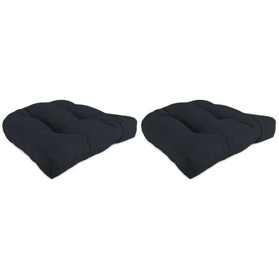 Jordan Manufacturing 18" x 18" Navy Solid Square Tufted Contoured Outdoor Wicker Seat Cushion (2 Pack)