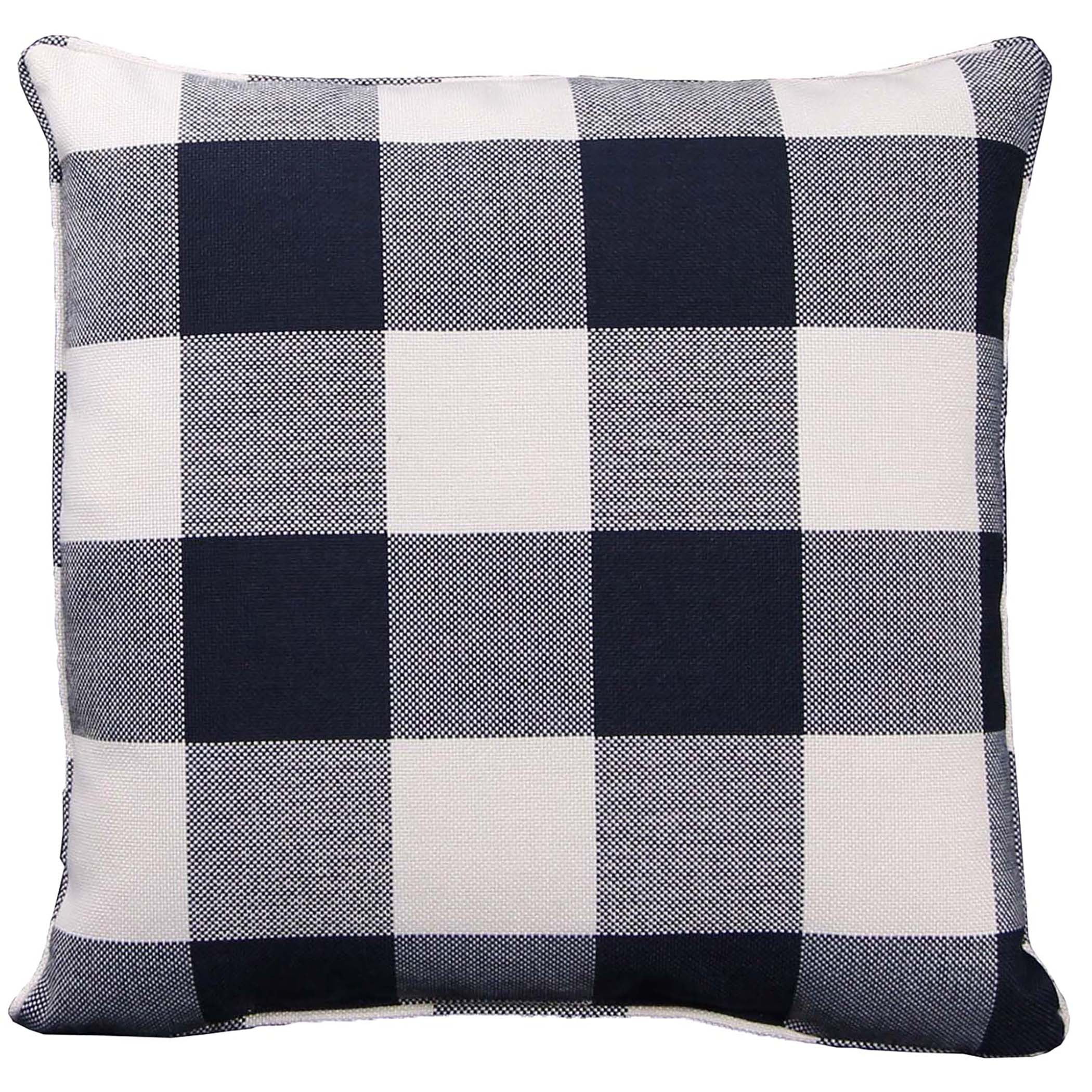 Jordan Manufacturing 18" x 18" Navy and Cream Buffalo Check Square Decorative Throw Pillow with Welt