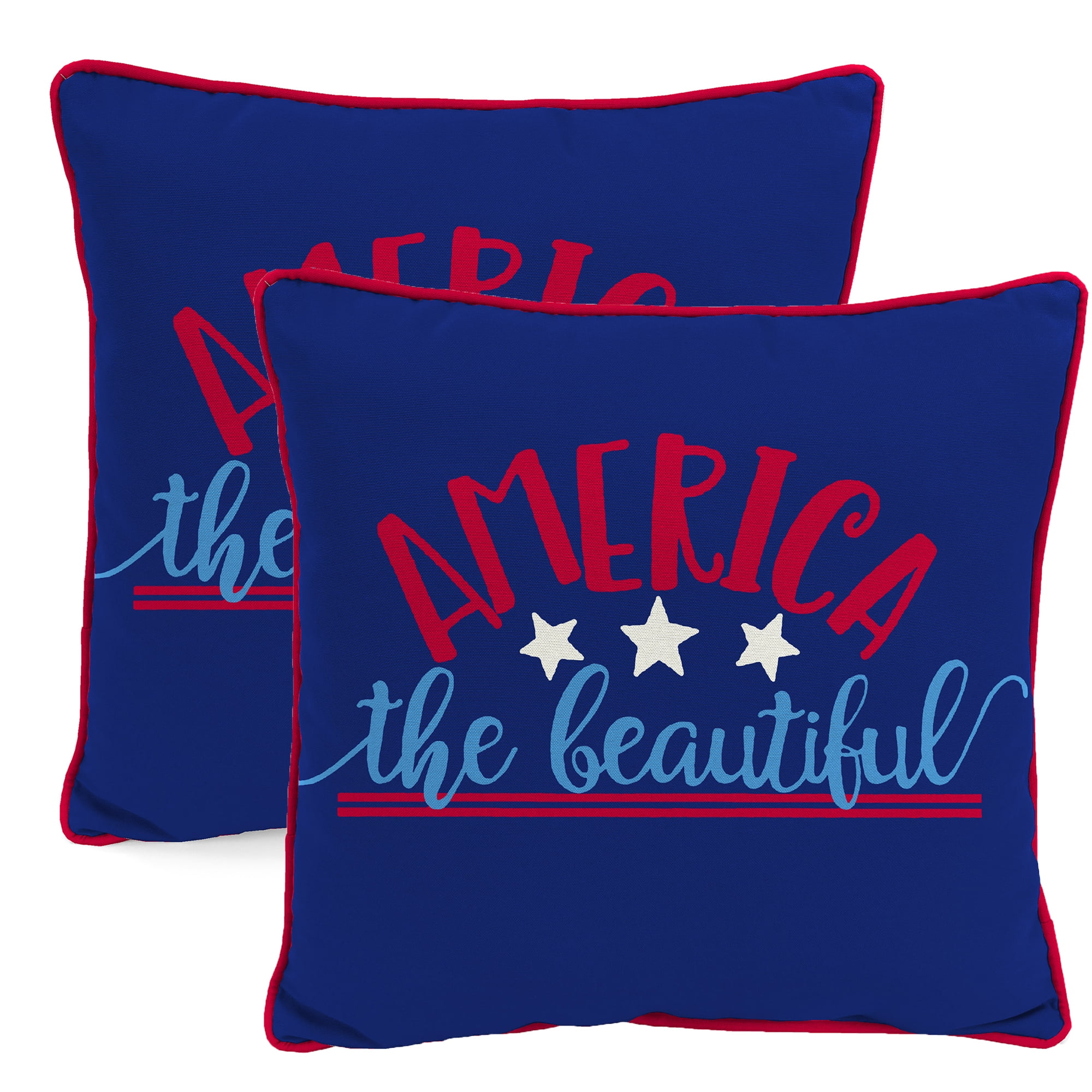 Jordan Manufacturing 18" x 18" Navy the Beautiful Outdoor Throw Pillow (2-Pack)