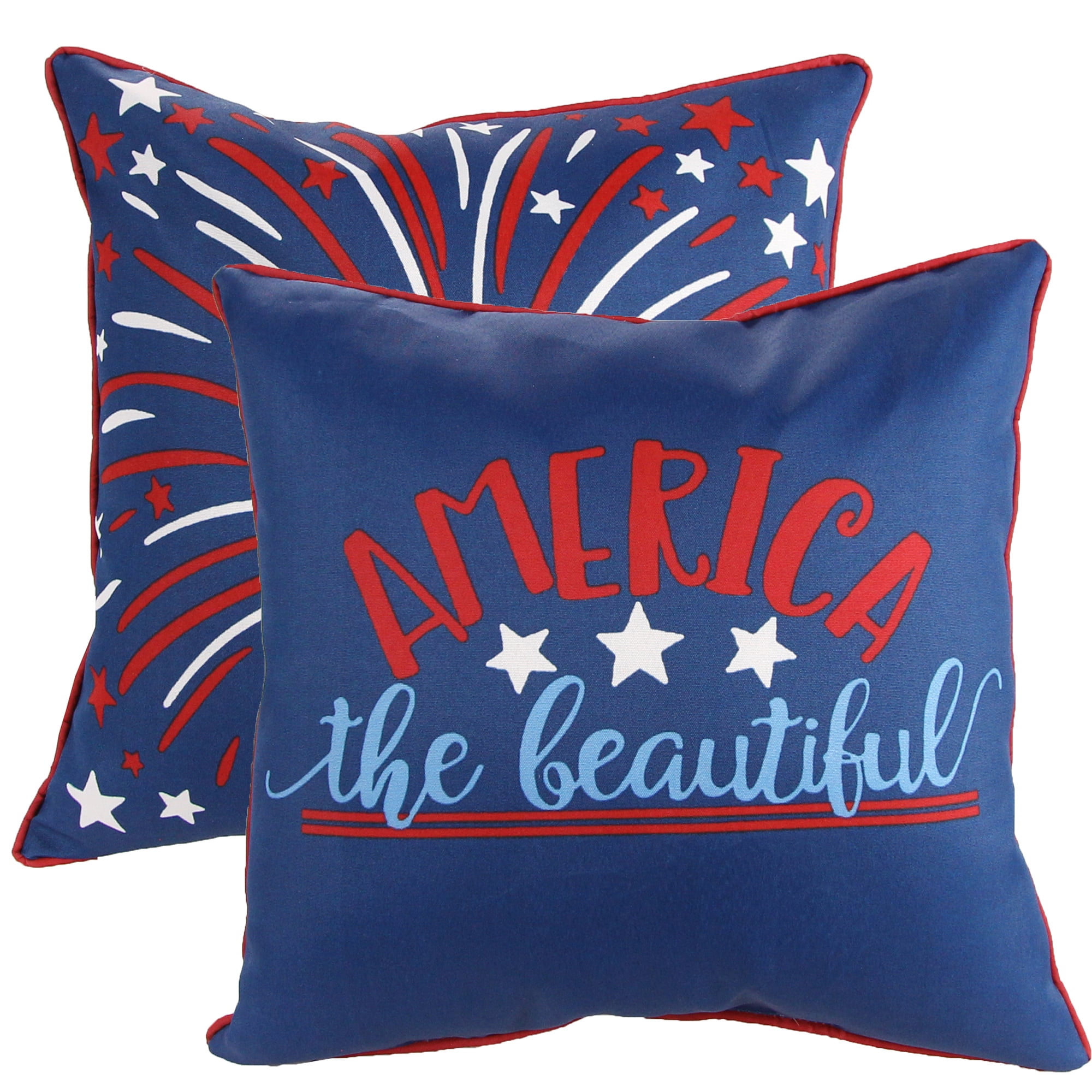 Jordan Manufacturing 18" x 18" Navy the Beautiful Reversible Outdoor Throw Pillow (2-Pack)