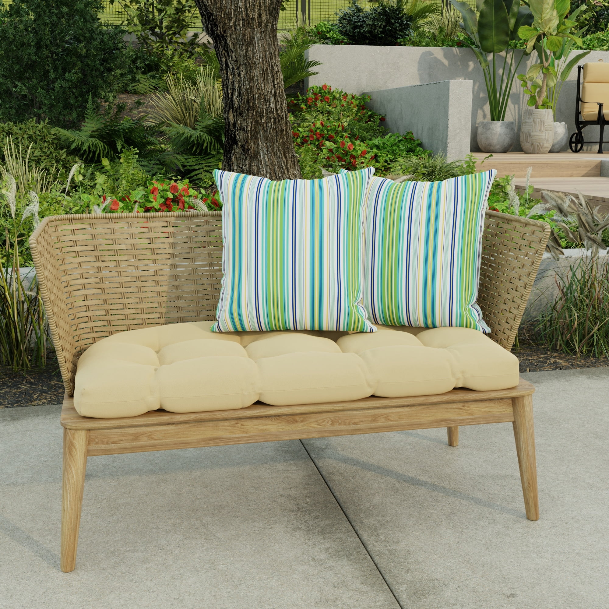Jordan Manufacturing 18" x 18" Outdoor Throw Pillow (Set of 2) - 18'' L x 18'' W x 4'' H
