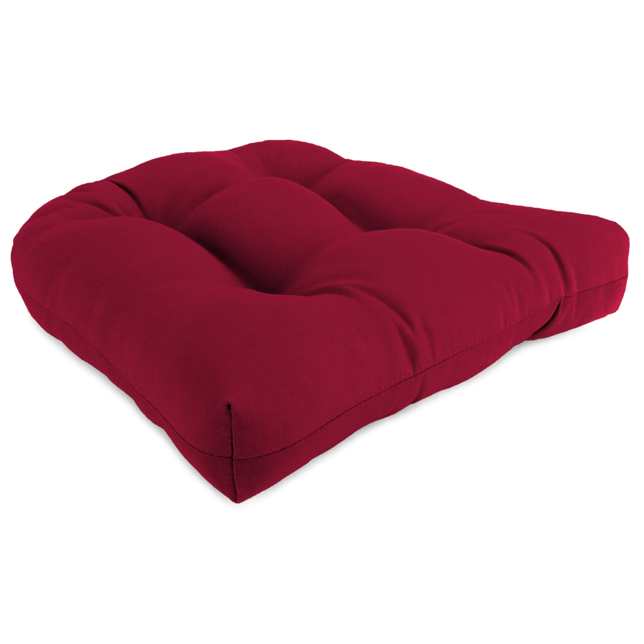 Jordan Manufacturing 18" x 18" Pompeii Red Solid Square Tufted Contoured Outdoor Wicker Seat Cushion