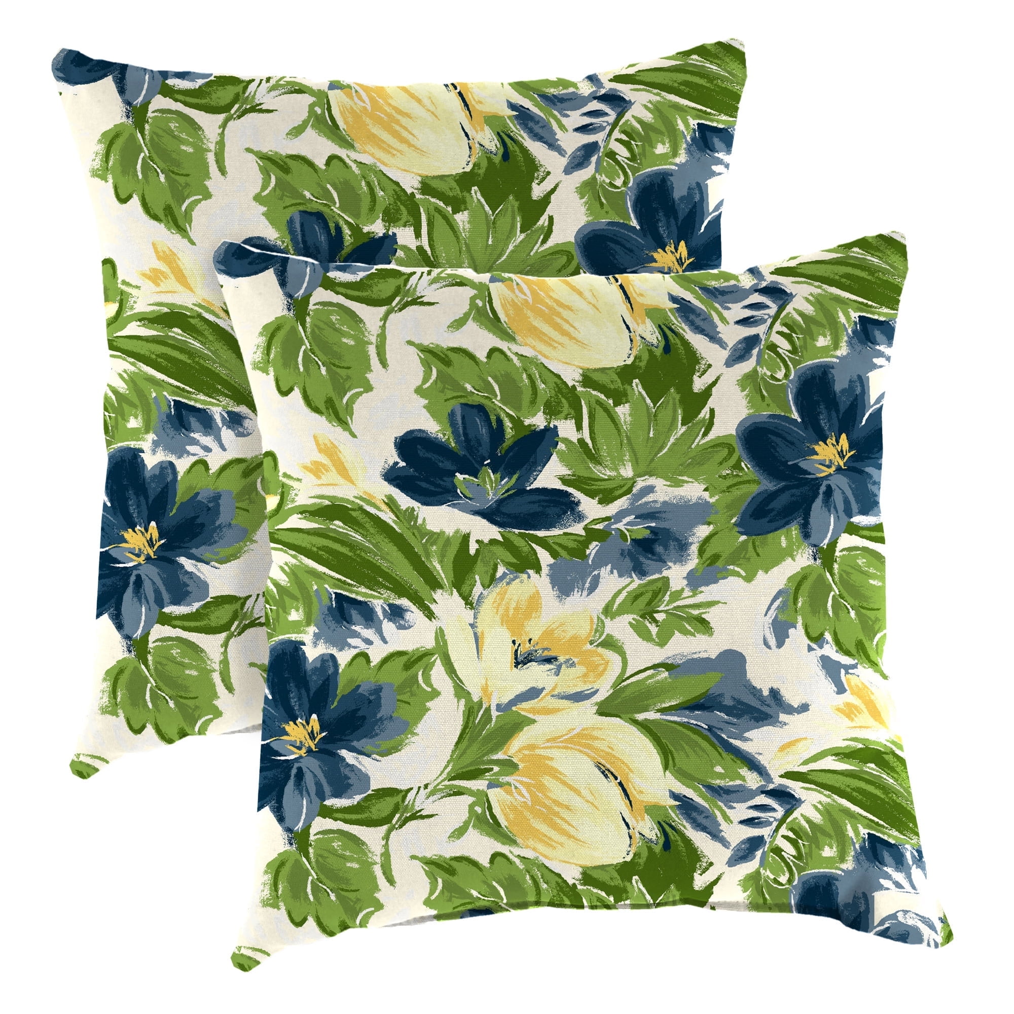 Jordan Manufacturing 18" x 18" Rebecca Asparagus Green Floral Square Outdoor Throw Pillow (2 Pack)