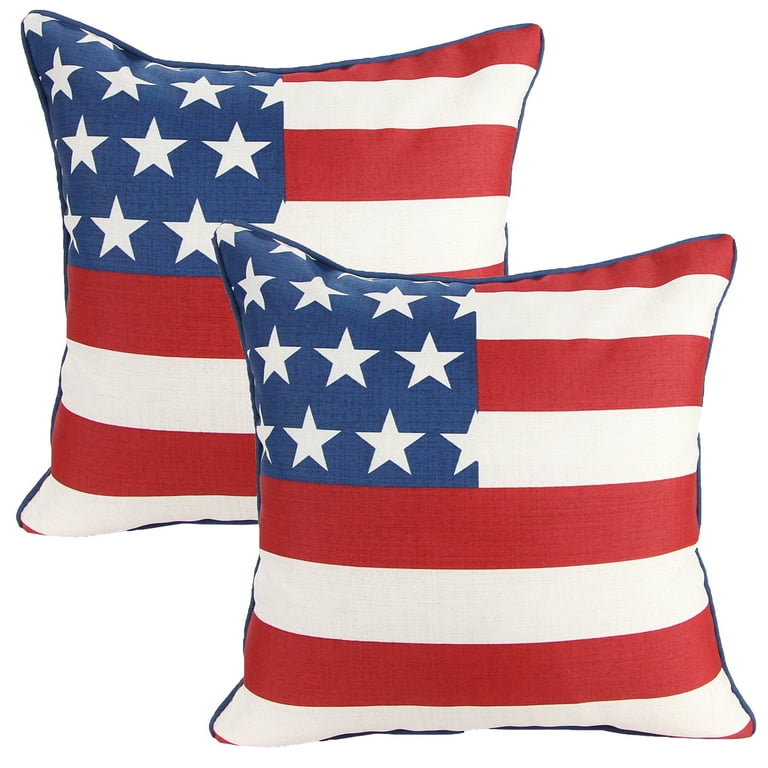 Jordan Manufacturing 18 x 18 Red White and Blue Flag Outdoor Throw Pillow 2 Pack Walmart
