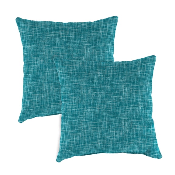 Jordan Manufacturing 18" x 18" Sketch Opal Teal Crosshatch Square Outdoor Throw Pillow (2 Pack)