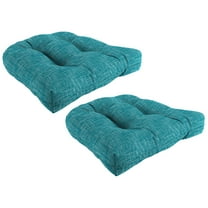 Jordan Manufacturing 18" x 18" Sketch Opal Teal Crosshatch Square Tufted Contoured Outdoor Wicker Seat Cushion (2 Pack)