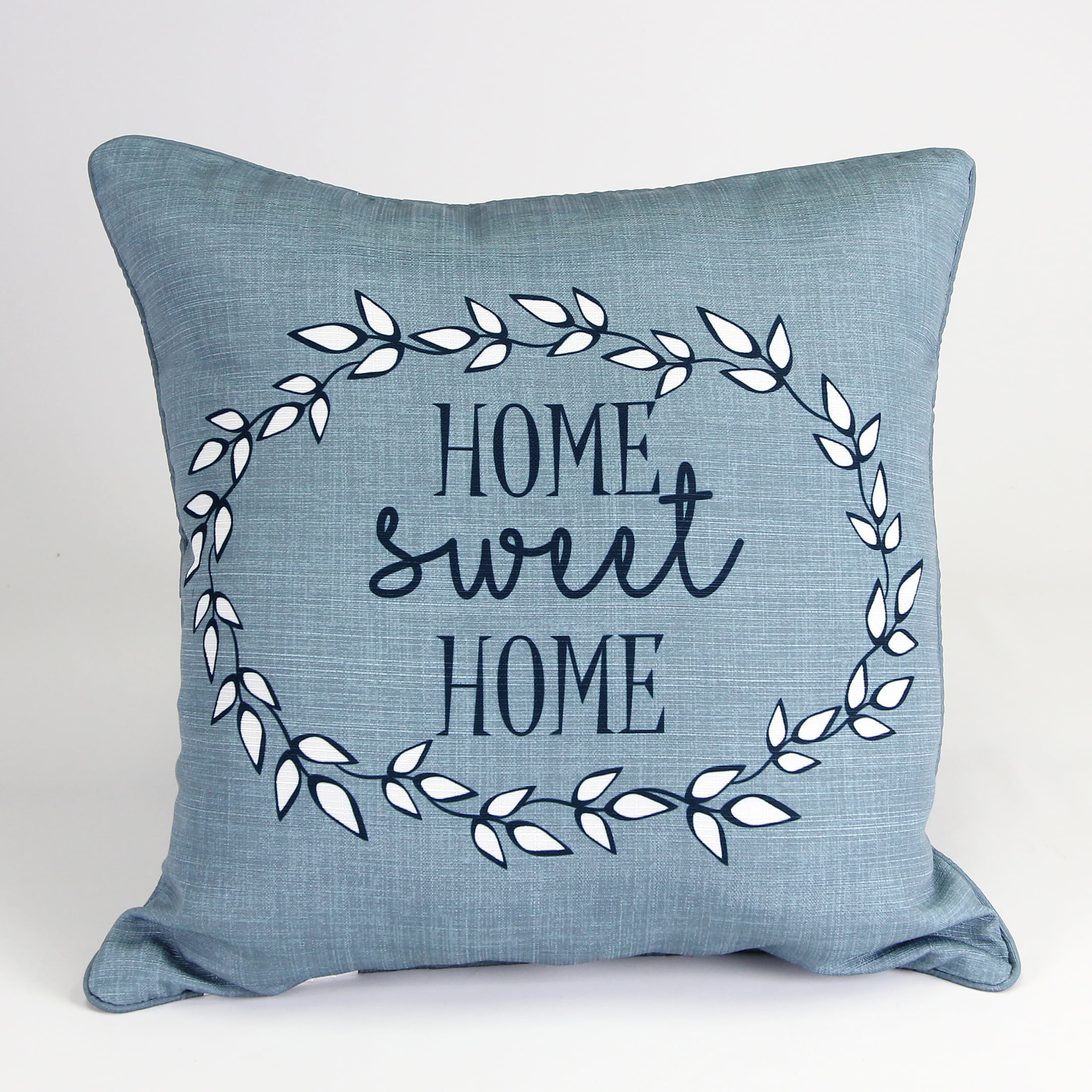 Slate Blue Home Sweet Home Reversible Square Throw Pillow