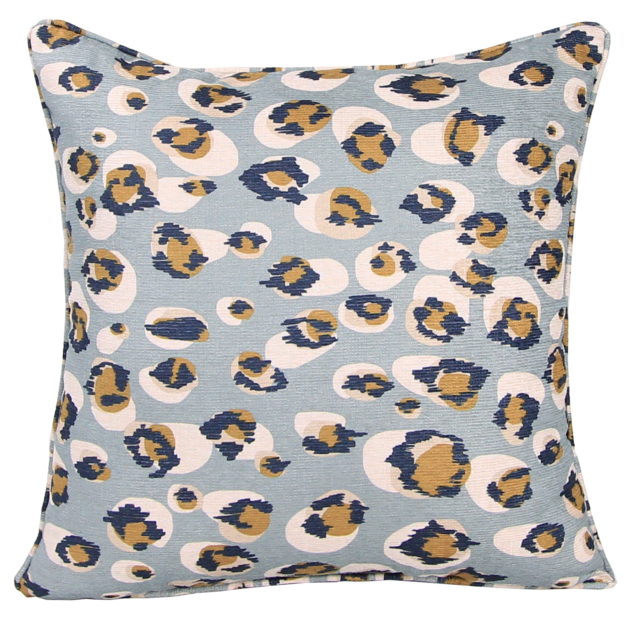 Jordan Manufacturing 18" x 18" Steel Gray Leopard Animal Square Decorative Throw Pillow with Welt