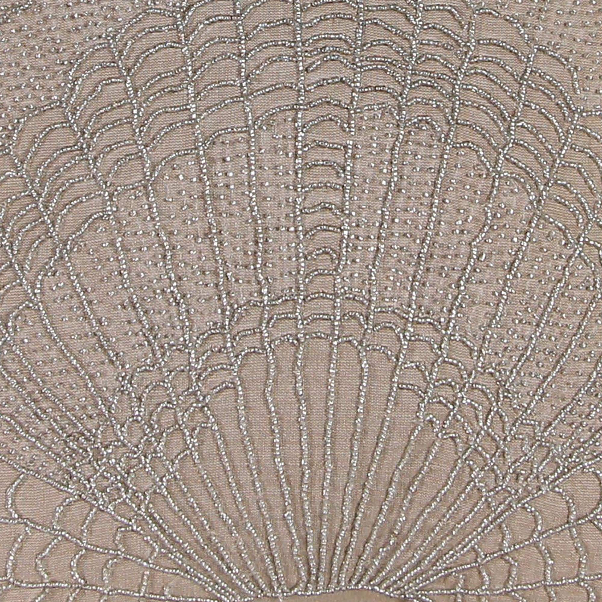 Jordan Manufacturing 18" x 18" Tan Seashell Nautical Square Reversible Decorative Throw Pillow with Bead Accent