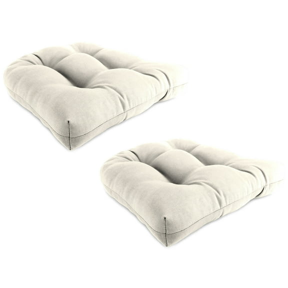 Jordan Manufacturing 18" x 18" Veranda Cream Solid Square Tufted Contoured Outdoor Wicker Seat Cushion (2 Pack)