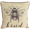 thumbnail image 1 of Jordan Manufacturing 18" x 18" Yellow and Charcoal Bee Kind Novelty Square Reversible Decorative Throw Pillow with Welt, 1 of 5