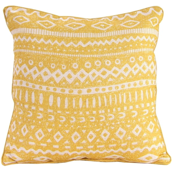 Jordan Manufacturing 18" x 18" Yellow and Cream Geometric Stripe Square Decorative Throw Pillow with Welt