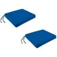 thumbnail image 1 of Jordan Manufacturing 18" x 19" Royal Blue Solid Rectangular Outdoor Chair Pad Seat Cushion with Ties and Hanger Loop (2 Pack), 1 of 10