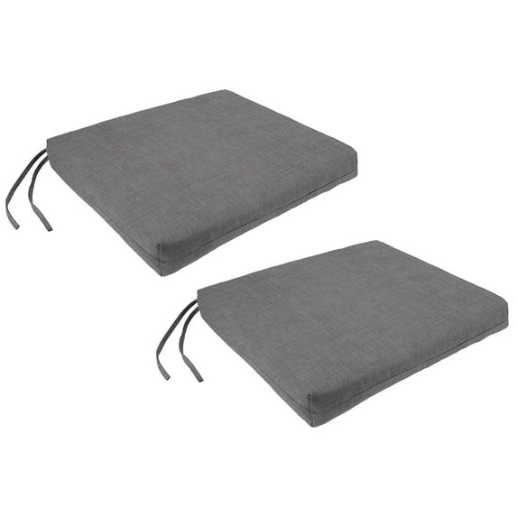 Jordan Manufacturing 18" x 19" Zayne Volcanic Gray Solid Rectangular Outdoor Chair Pad Seat Cushion with Ties and Hanger Loop (2 Pack)