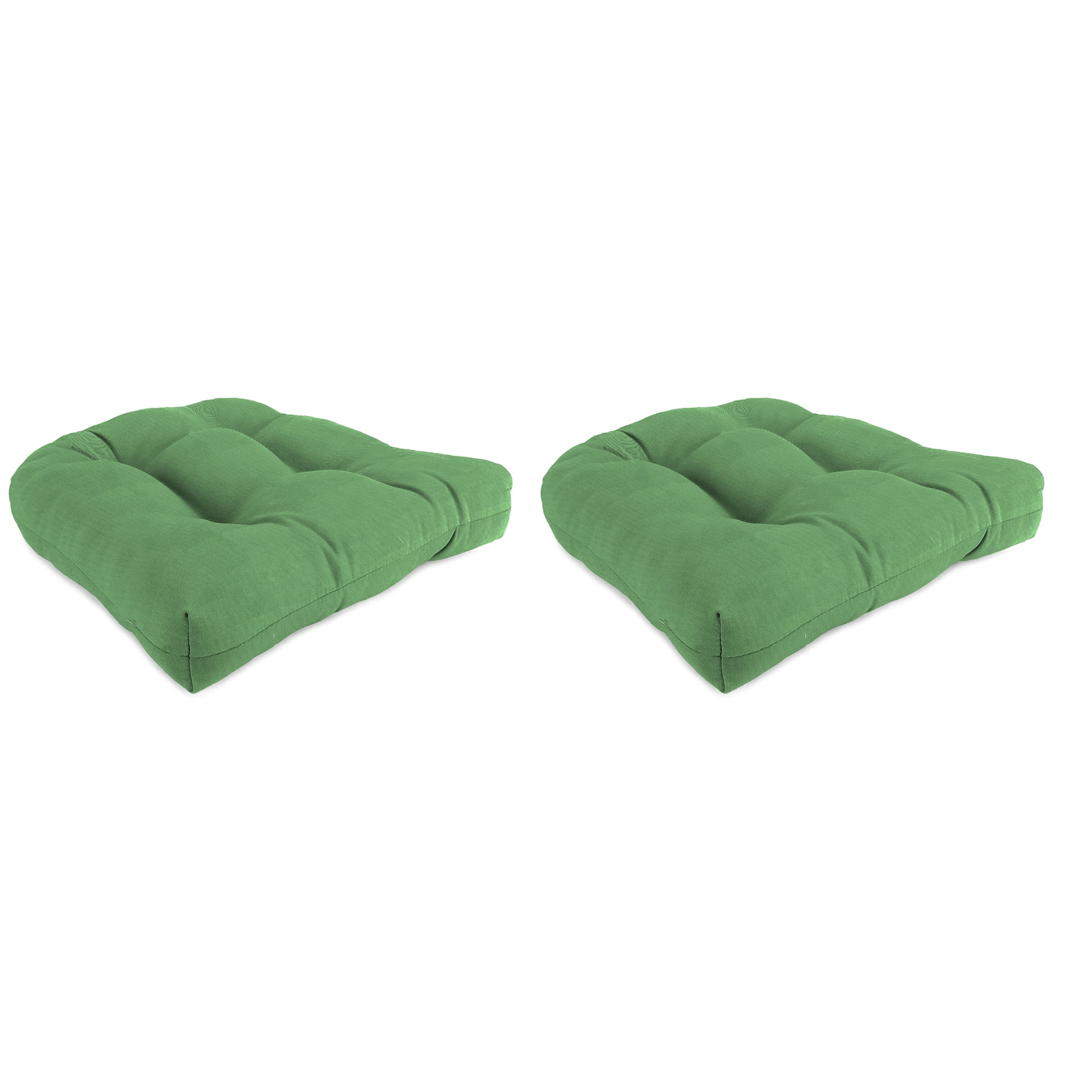 Jordan Manufacturing 19" x 19" Canvas Cucumber Green Solid Square Tufted Outdoor Wicker Seat Cushion with Rounded Back Corners (2 Pack)