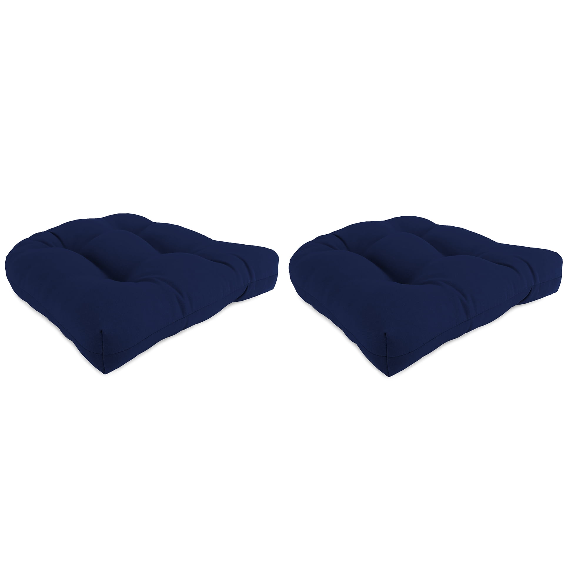 Dark Blue Fade-Proof Polyfill Outdoor Chair Cushions, Set of 2