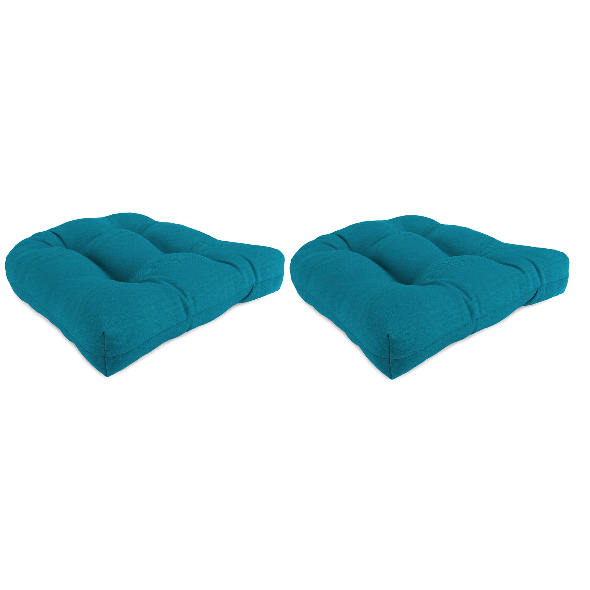 Turquoise Tufted 19" Outdoor Wicker Seat Cushions Set of 2