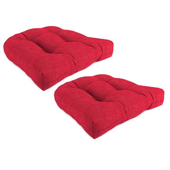 Jordan Manufacturing 19" x 19" Celosia Poppy Red Crosshatch Square Tufted Contoured Outdoor Wicker Seat Cushion (2 Pack)