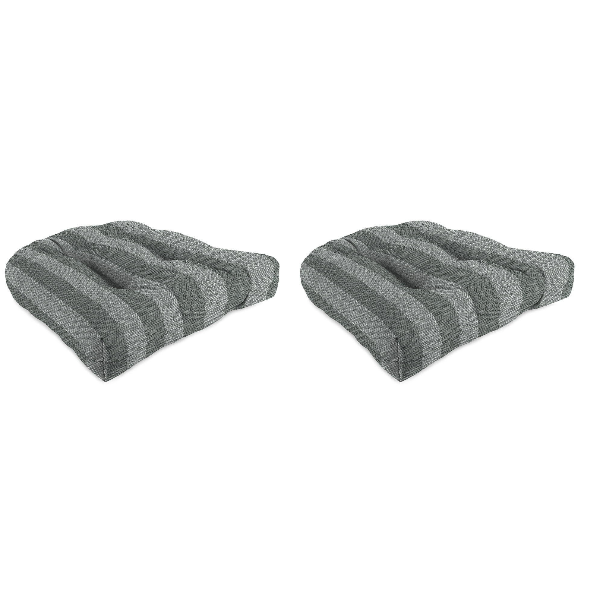 Jordan Manufacturing 19" x 19" Conway Smoke Grey Stripe Square Tufted Contoured Outdoor Wicker Seat Cushion (2 Pack)