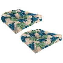 Jordan Manufacturing 19" x 19" Foliage Pebble Gray Leaves Square Tufted Contoured Outdoor Wicker Seat Cushion (2 Pack)