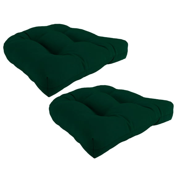Jordan Manufacturing 19" x 19" Forest Green Solid Square Tufted Contoured Outdoor Wicker Seat Cushion (2 Pack)