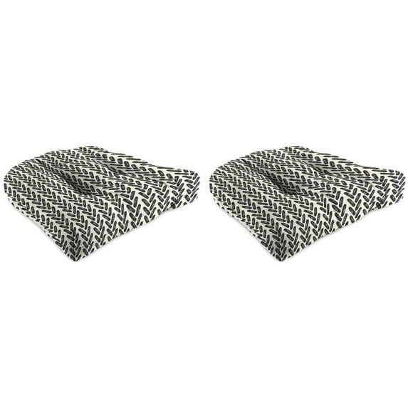Jordan Manufacturing 19" x 19" Hatch Black Chevron Square Tufted Contoured Outdoor Wicker Seat Cushion (2 Pack)