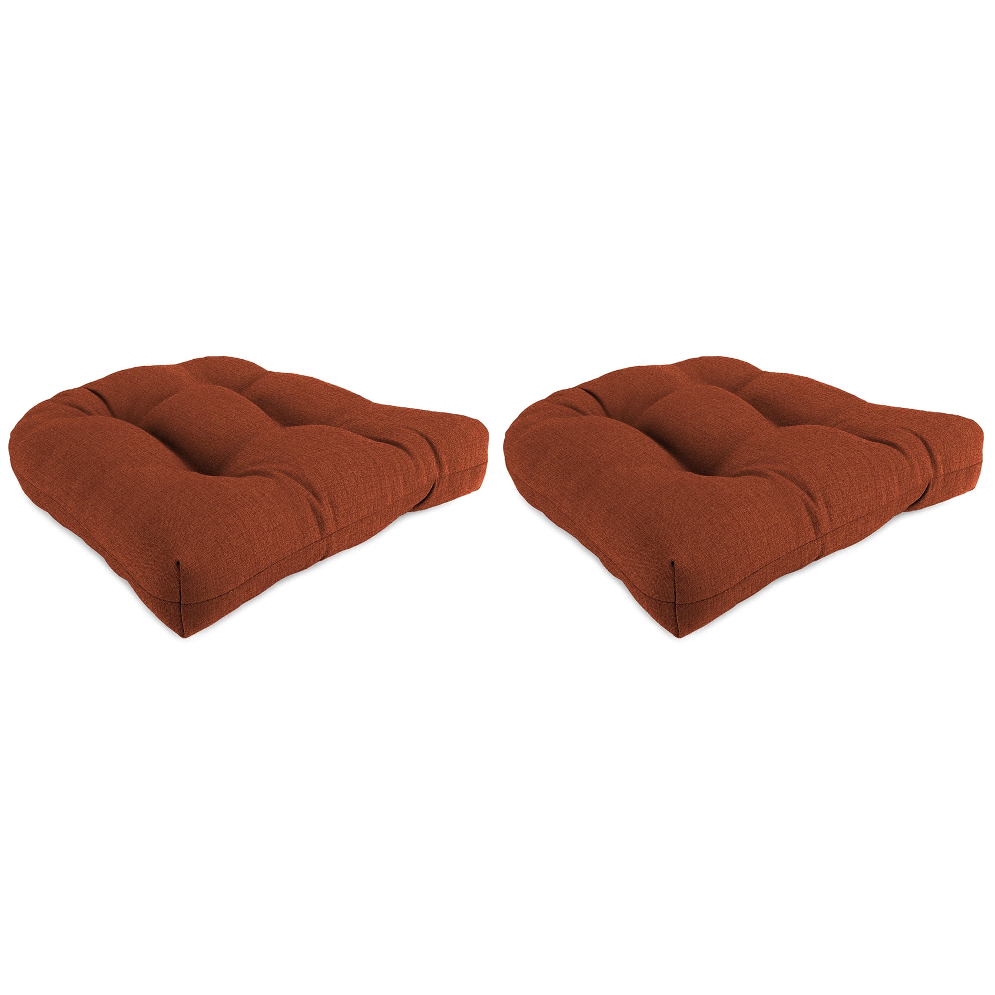 Jordan Manufacturing 19" x 19" McHusk Brick Red Crosshatch Square Tufted Contoured Crosshatch Outdoor Wicker Seat Cushion (2 Pack)