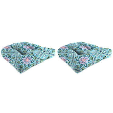 Jordan Manufacturing 19" x 19" Medlo Island Multicolor Geometric Square Tufted Outdoor Wicker Seat Cushions (2 Pack)